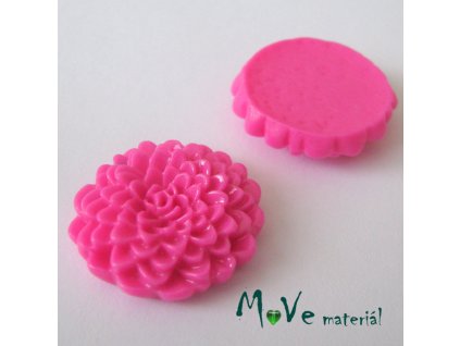 Kabošon květ lesklý D8 - resin - 1ks, tm. růžový