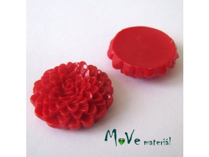 Kabošon květ lesklý D8 - resin - 1ks, červený