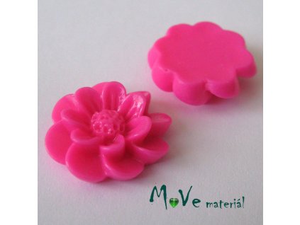 Kabošon květ lesklý F2 - resin - 2ks, tm. růžový