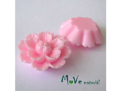 Kabošon květ lesklý F4 - resin - 1ks, sv. růžový