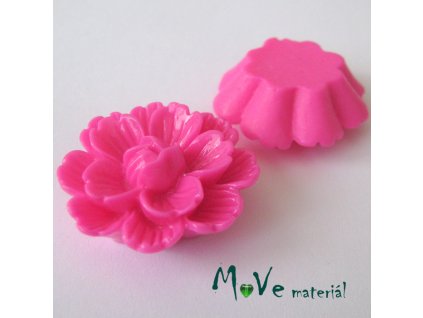 Kabošon květ lesklý F4 - resin - 1ks, tm. růžový