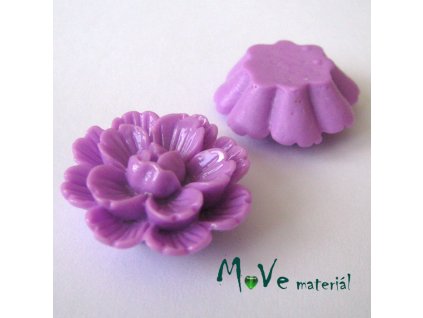 Kabošon květ lesklý F4 - resin - 1ks, fialový