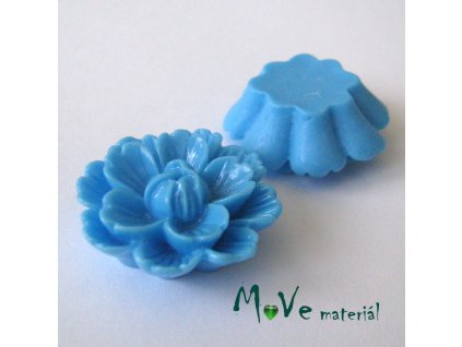 Kabošon květ lesklý F4 - resin - 1ks, modrý