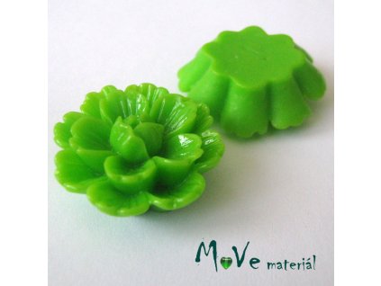 Kabošon květ lesklý F4 - resin - 1ks, zelený