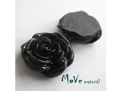 Kabošon růže lesklá D5 - resin - 2ks, černý