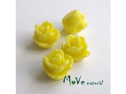 Kabošon růžička lesklá D4 - resin - 4ks, žlutý