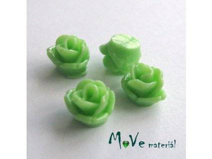 Kabošon růžička lesklá D4 - resin - 4ks, hráškový