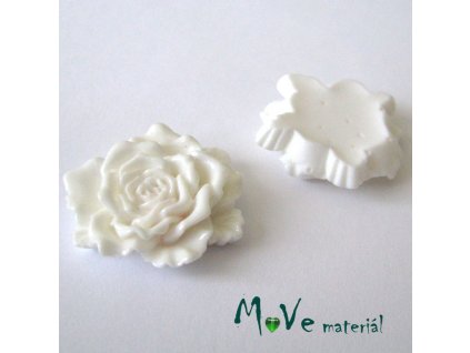 Kabošon květ lesklý D9- resin - 1ks, bílý