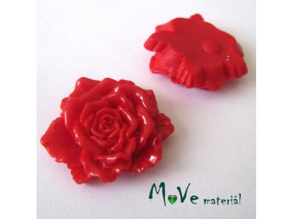 Kabošon květ lesklý D9- resin - 1ks, červený