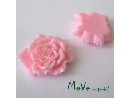 Kabošon květ lesklý D9- resin - 1ks, sv.růžový