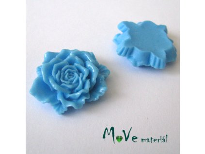 Kabošon květ lesklý D9- resin - 1ks, modrý
