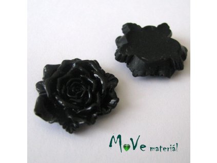 Kabošon květ lesklý D9- resin - 1ks, černý