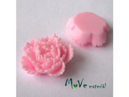 Kabošon květ lesklý F5 - resin - 1ks, sv. růžový
