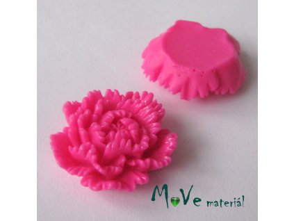 Kabošon květ lesklý F5 - resin - 1ks, tm. růžový