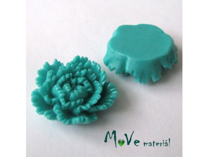 Kabošon květ lesklý F5 - resin - 1ks, brčálový