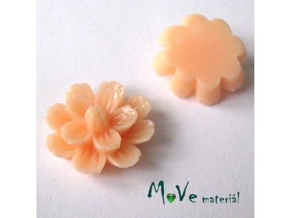 Kabošon květ lesklý F3 - resin - 2ks, meruňkový