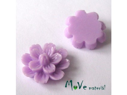 Kabošon květ lesklý F3 - resin - 2ks, fialový