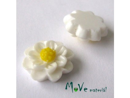 Kabošon květ lesklý F1 - resin - 2ks, bílý