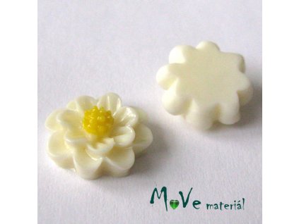 Kabošon květ lesklý F1 - resin - 2ks, vanilkový