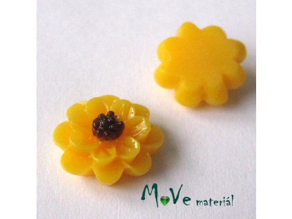 Kabošon květ lesklý F1 - resin - 2ks, tm. žlutý
