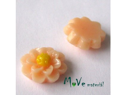Kabošon květ lesklý F1 - resin - 2ks, meruňkový