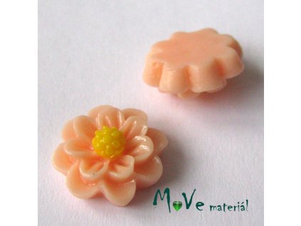 Kabošon květ lesklý F1 - resin - 2ks, broskvový