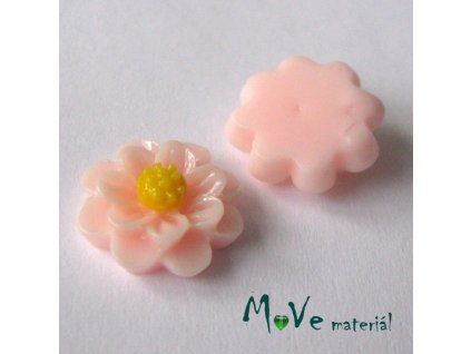 Kabošon květ lesklý F1 - resin - 2ks, sv. růžový
