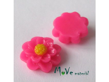 Kabošon květ lesklý F1 - resin - 2ks, tm. růžový