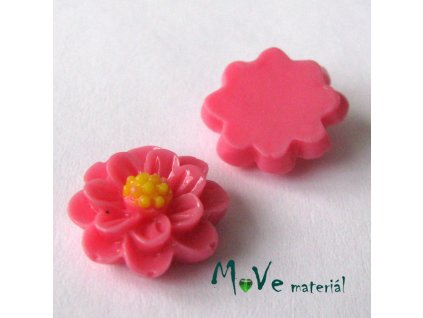 Kabošon květ lesklý F1 - resin - 2ks, růžový
