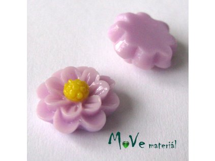 Kabošon květ lesklý F1 - resin - 2ks, lila