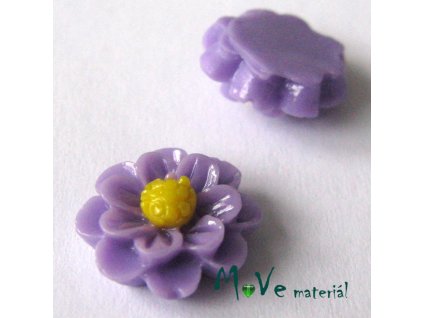 Kabošon květ lesklý F1 - resin - 2ks, fialový