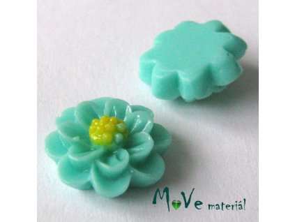 Kabošon květ lesklý F1 - resin - 2ks, brčálový