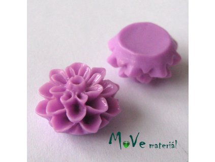 Kabošon květ lesklý A7 - resin - 2ks, růžovofialový
