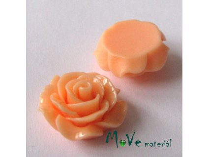 Kabošon růžička lesklá B2 - resin - 2ks, broskvová
