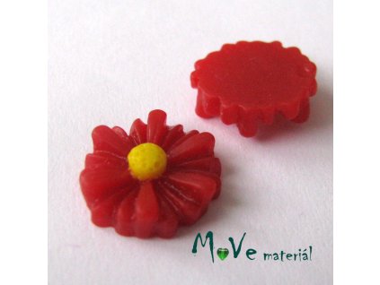 Kabošon kopretina E2 - resin - 2ks, tm. červená