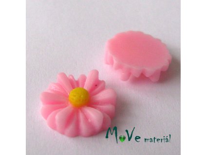 Kabošon kopretina E2 - resin - 2ks, sv. růžová