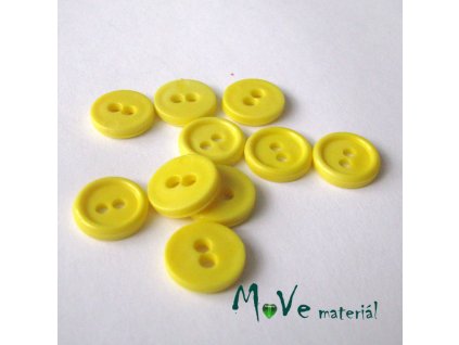 Knoflík košilový - plast 11mm, 10ks, žlutý
