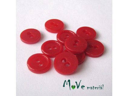 Knoflík košilový - plast 11mm, 10ks, červený