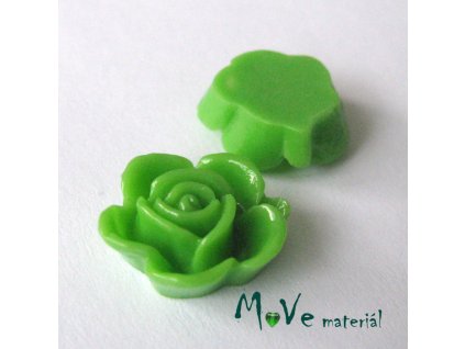 Kabošon květ lesklý B5 - resin - 2ks, zelený