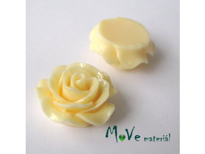 Kabošon růžička lesklá B2 - resin - 2ks, žlutý