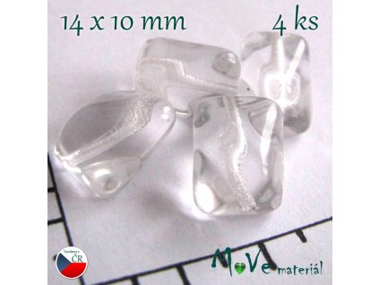 české skleněné průhledné hranolky 14 x 10mm 4ks