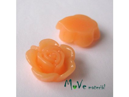 Kabošon květ lesklý B5 - resin - 2ks, meruňková