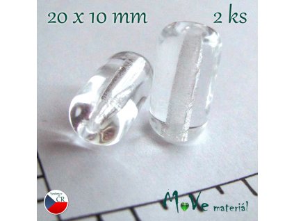 České skleněné průhledné trubičky 20 x 10mm 2ks