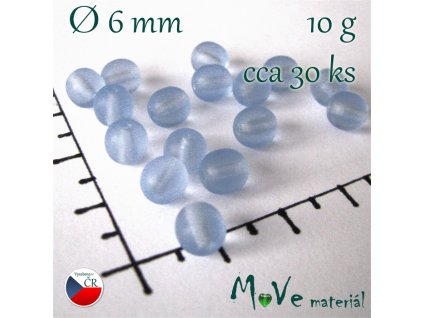 České skleněné modré kuličky matné6mm 10g cca30ks