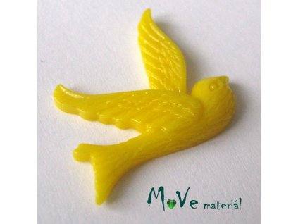Kabošon ptáček - resin - 1ks, tm. žlutý