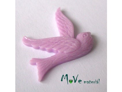 Kabošon ptáček - resin - 1ks, lila