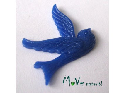 Kabošon ptáček - resin - 1ks, tm. modrý