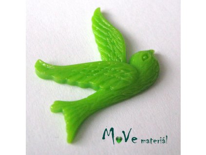 Kabošon ptáček - resin - 1ks, zelený