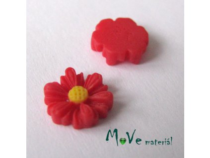 Kabošon kopretina E3 - resin - 2ks, červená