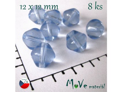 České skleněné modré lampionky 12x12 mm 8 ks